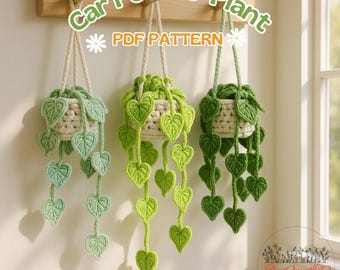 Crochet Monstera Hanging Basket Pattern | DIY Plant Pot Decor | Car Mirror Hanging Plant | PDF Crochet Tutoria