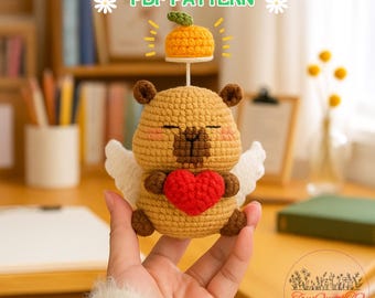 Capybara Amigurumi PDF Häkelanleitung – süßer Engel Capybara mit Herz | DIY Plüschtier Anleitung | Sofort Download