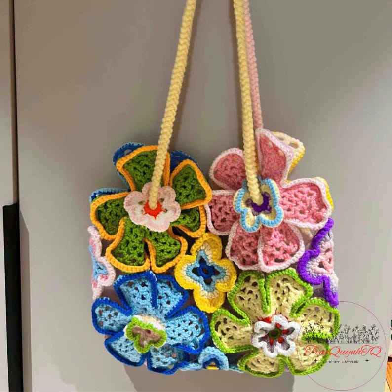 Crochet Flower Tote Bag Pattern PDF | Granny Flower Patchwork Bag ...