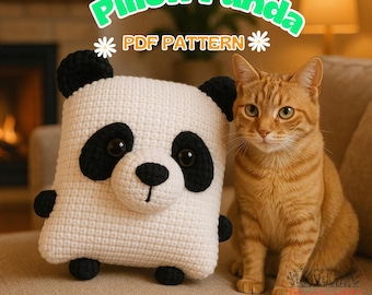 Cute Panda Pillow Crochet Pattern – DIY Amigurumi PDF File with Step-by-Step Instructions – Beginner Friendly Crochet Plushie Pattern