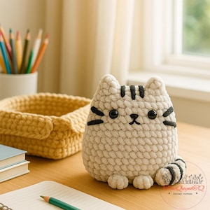 Cat in Box Crochet PDF Pattern, No Sew Crochet Cute Kitty Amigurumi English Tutorial, Crochet Mini Cat - Cute Animal Gift, Loaf Cat Crochet