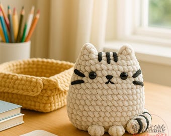 Katze in Box Häkeln PDF Pattern, kein Sew häkeln Cute Kitty Amigurumi English Tutorial, Mini Katze häkeln - Süßes Tier Geschenk, Loaf Cat häkeln