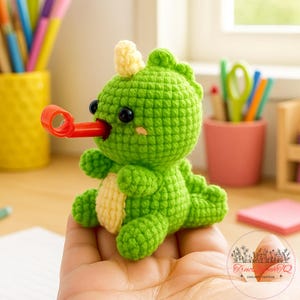Cute Amigurumi Dinosaur Crochet Pattern – PDF Tutorial, Mini Plush Toy, Handmade Gift Idea for Kids, DIY Softie Project