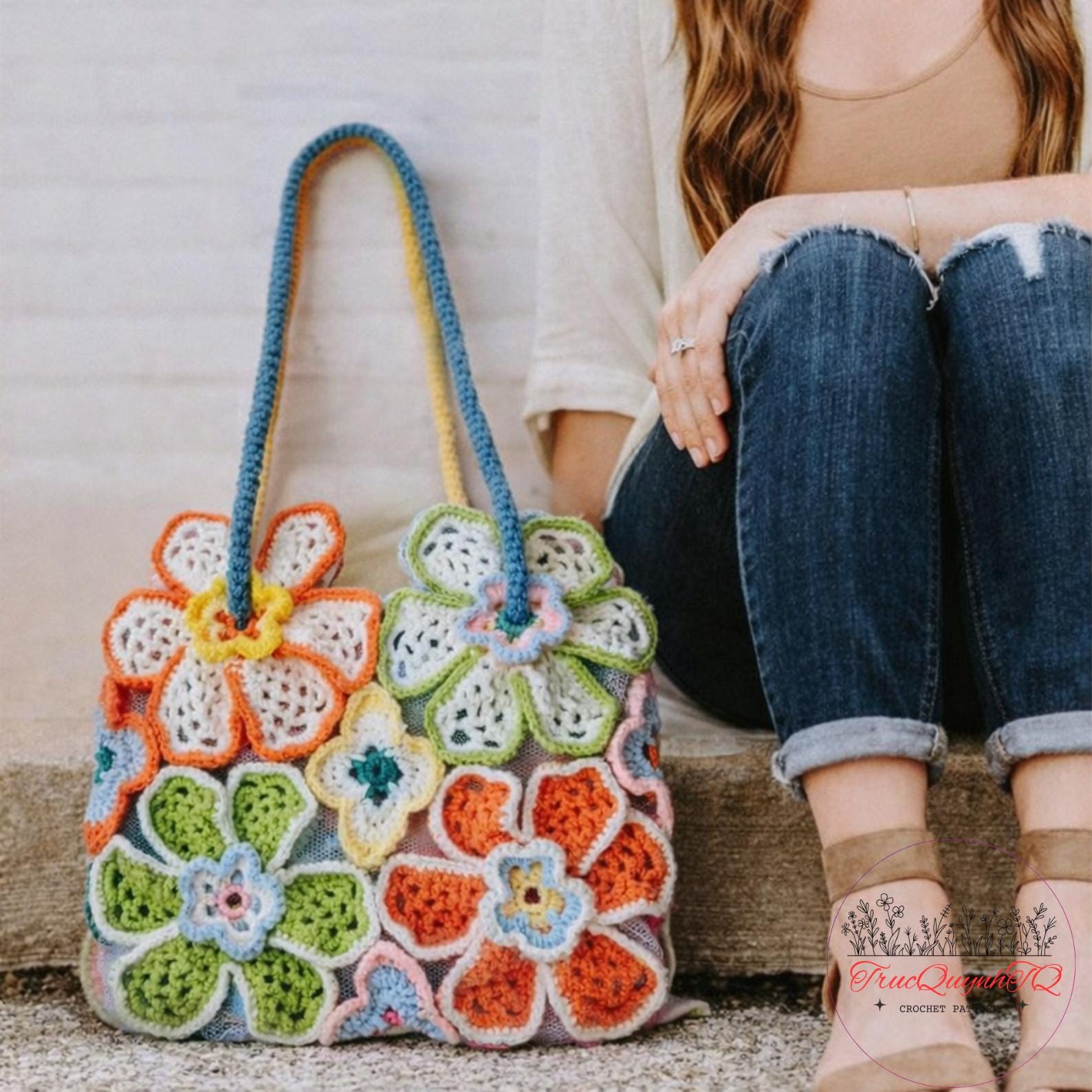 Crochet Flower Tote Bag Pattern PDF | Granny Flower Patchwork Bag ...