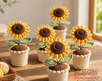 Crochet Sunflower Pot Pattern PDF, Amigurumi Flower Plant, Cute Desk Decor, Handmade Gift, Beginner Friendly Crochet Pattern