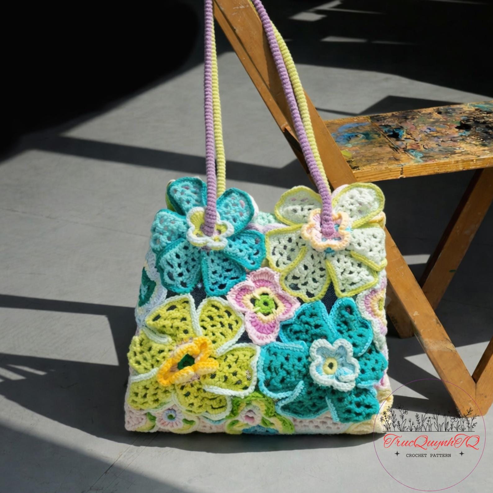 Crochet Flower Tote Bag Pattern PDF | Granny Flower Patchwork Bag ...