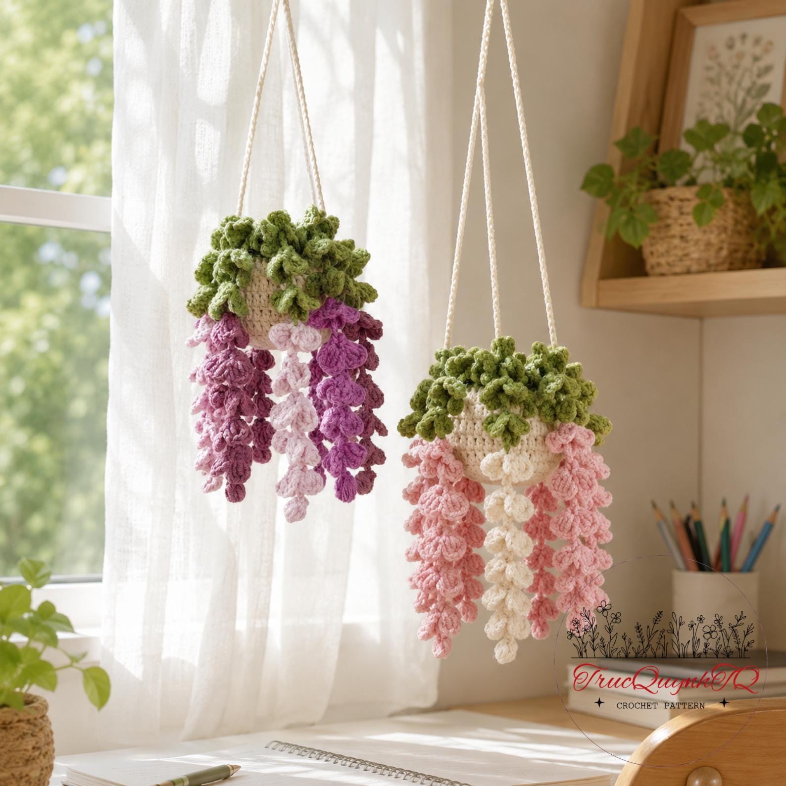 29 Wisteria Crochet Patterns for Floral Decor, Garlands, and Gifts 4 Crochet Hanging Plant