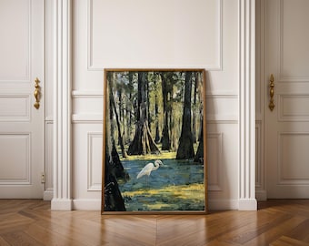 Egret in Cypress Swamp – Southern Wetlands (Digital Download)