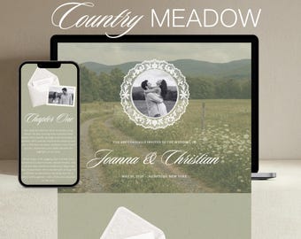 Sage Green Country Website Template | Romantic Vintage Meadow (Digital Download)