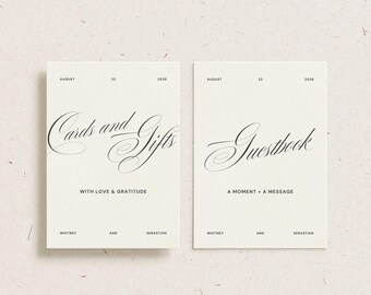 Modern Editorial Guestbook & Gifts Sign | Editable Template (Digital Download) | Monochrome Black White