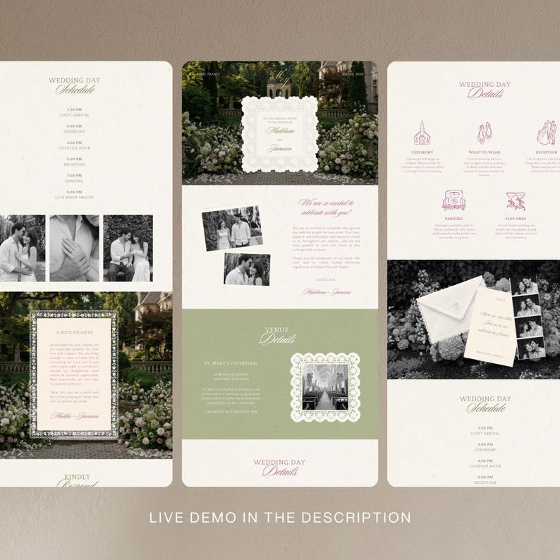 Modèle de site Web de mariage de jardin lilas et vert sauge | Modifiable dans Canva avec RSVP intégré image 5