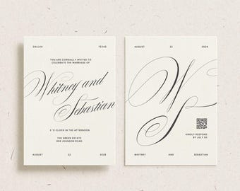 Modern Editorial Wedding Invitation Suite | Editable Template (Digital Download) | Black & White