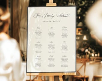 Classic Wedding Seating Chart Template | Black & White Design (Digital Download)
