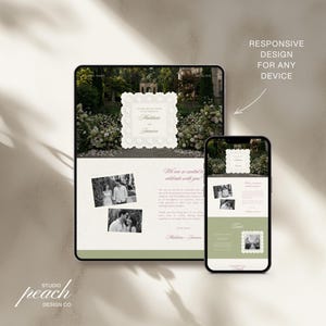 Modèle de site Web de mariage de jardin lilas et vert sauge | Modifiable dans Canva avec RSVP intégré image 4