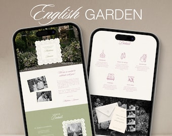 Lilac & Sage Green Garden Wedding Website Template | Editable in Canva with Built-In RSVP