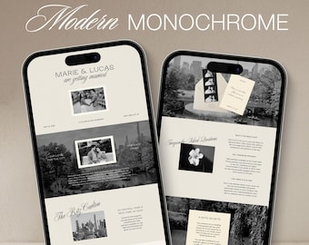 Black & White Modern Wedding Website Template | Editable in Canva with Built-In RSVP