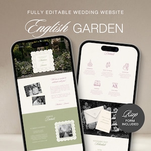 Modèle de site Web de mariage de jardin lilas et vert sauge | Modifiable dans Canva avec RSVP intégré image 1