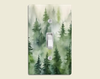 Woodland Nursery Light Switch Cover, Forest Themed Switch Plate for Baby Room, Mountain Adventure Rocker Plate, Custom Outlet, Rustic Decor