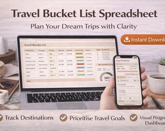 Travel Bucket List Spreadsheet | Dream Travel Planner
