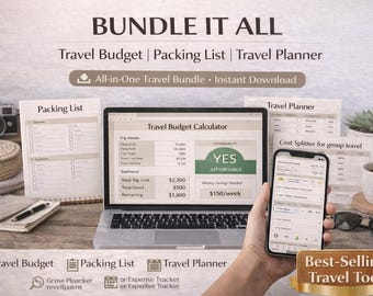 FULL BUNDLE | Travel Planner Bundle | Spreadsheet & Printable (Digital Download)