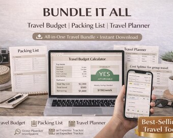 FULL BUNDLE | Ultimate Travel Planner Bundle | Spreadsheet & Printable (Digital Download)