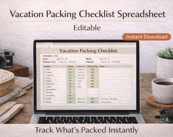 Vacation Packing Checklist Spreadsheet | Editable