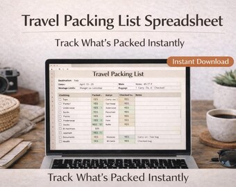 Travel Packing List Spreadsheet | Checklist Planner