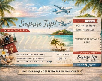 Editable Surprise Trip Boarding Pass (Digital Download)
