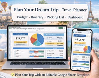 Travel Planner Template | Itinerary, Budget, Packing (Printable & Google Sheets)