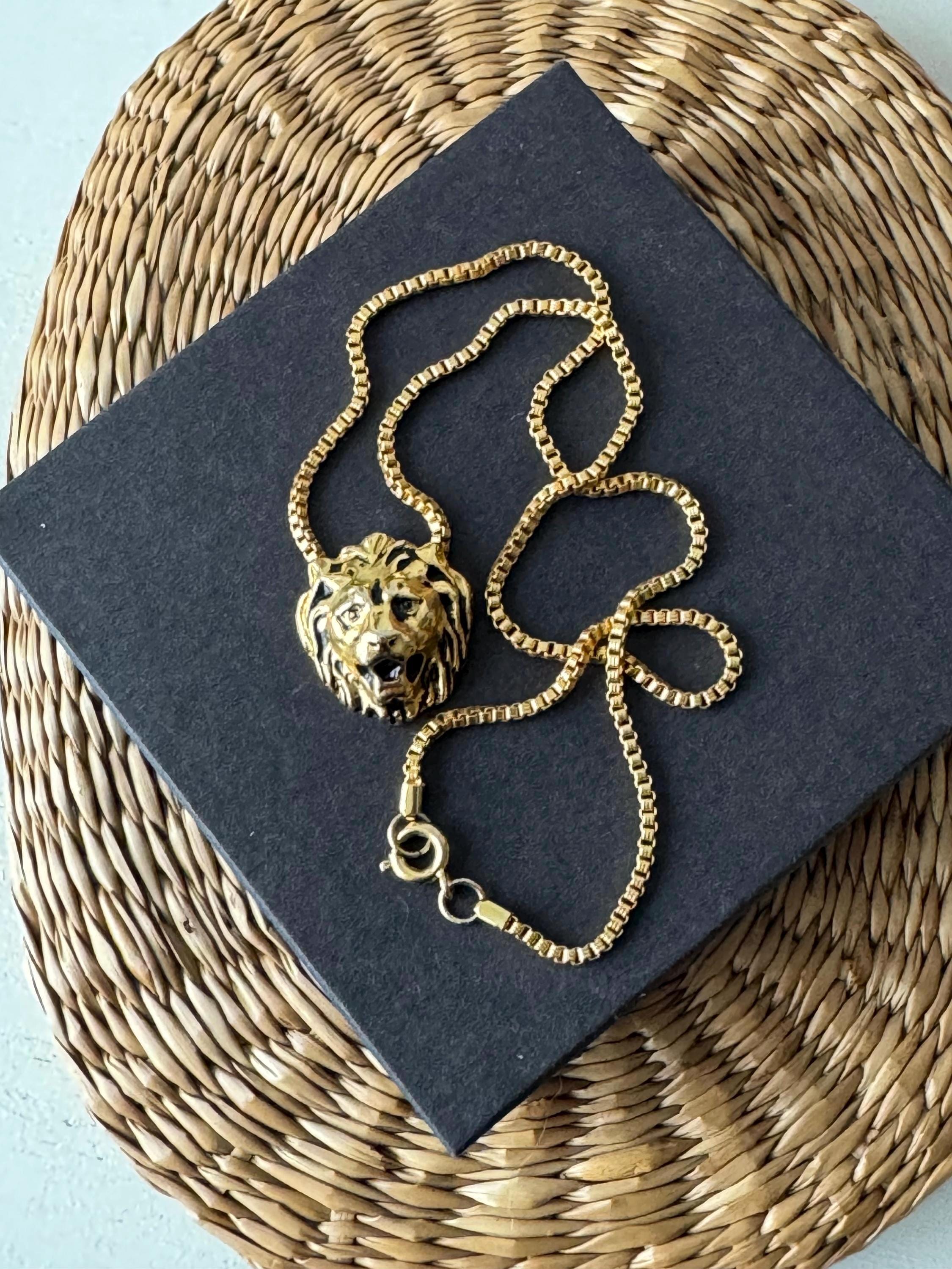 VTG Anne Klein Double Lion Belt Necklace Retro Ribbed Gold Tone 1970s Bold 24\