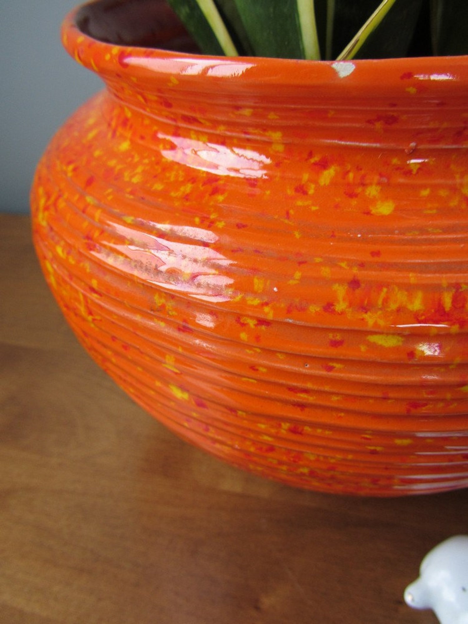 Large Ceramic Planter BRIGHT Cheerful Orange Color Speckled Etsy