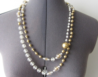 Vintage Gold and White Beaded Necklace by Joan & David