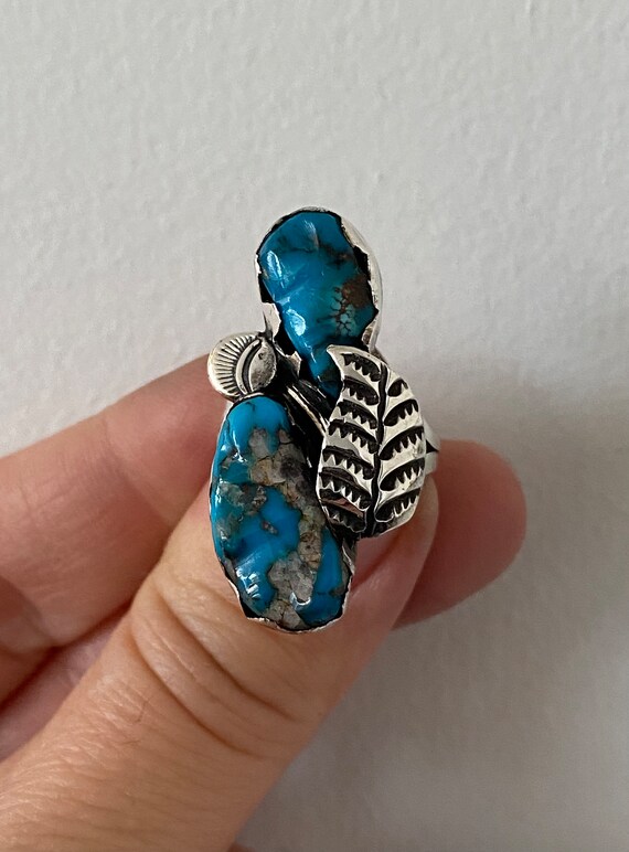 Vintage Blue Turquoise Handmade Navajo Ring - image 6