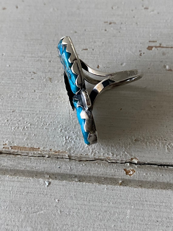 Vintage Blue Turquoise Handmade Navajo Ring - image 9