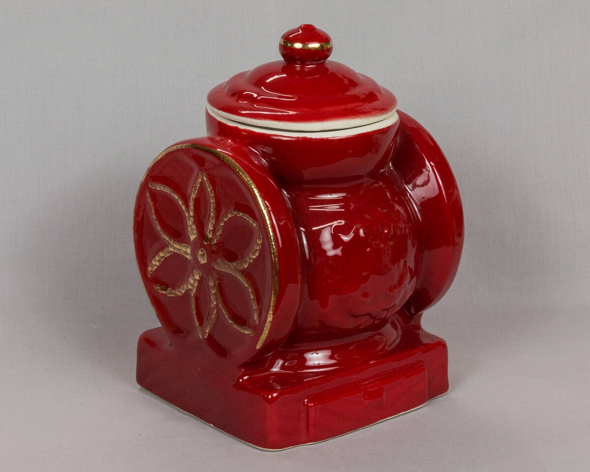 Red Cookie jar Vintage jar Red coffee grinder House of Etsy
