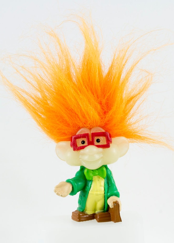 Troll Doll Flourescent Orange Hair Red Framed Glasses I Q Etsy