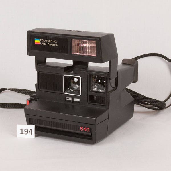 Vintage Polaroid 600/640 Flash cámara limpios y probados 600 película agradable condición, hecho en los E.e.u.u. en la década de 1980