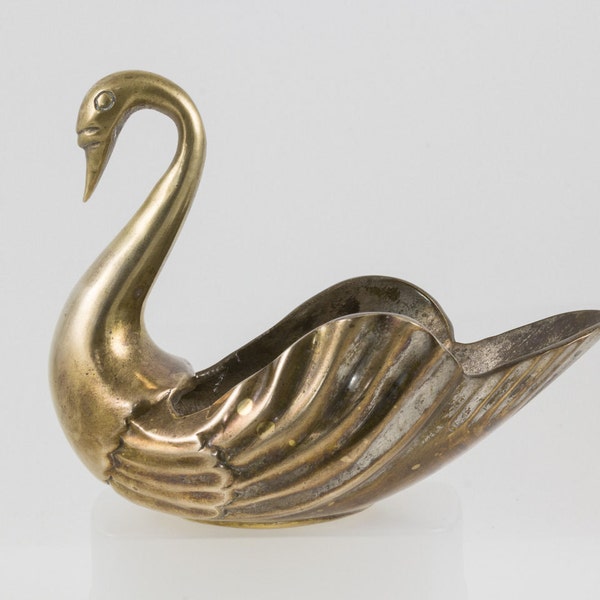 Brass Swan dish, Brass Swan Planter, Brass Swan vase, Vintage, Jewelry dish, Brass candy dish, Swan figurine, Swan bookend, Heavy brass swan