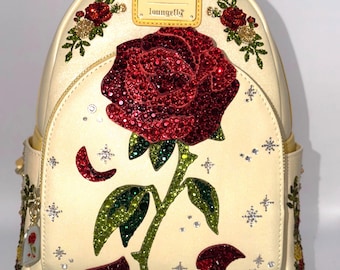 Mochila pequeña con diamantes de imitación de La Bella y la Bestia de Disney Loungefly