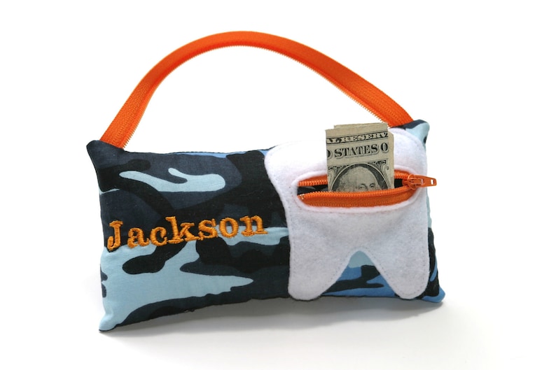 Blue Camo Personalized Tooth Fairy Pillow image 1