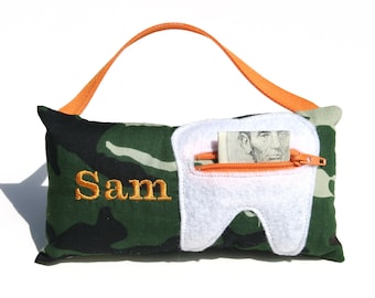 Green Camoflage Personalized Tooth Fairy Pillow