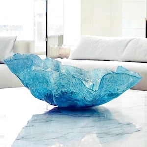 Decorative Bowl, Resin Coastal Centerpiece, Ocean Wave, Turquoise Beach House Decor