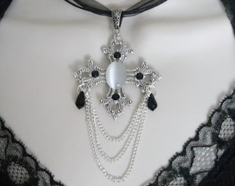 Gothic Cross Necklace renaissance jewelry gothic jewelry medieval jewelry edwardian victorian art deco necklace goth necklace