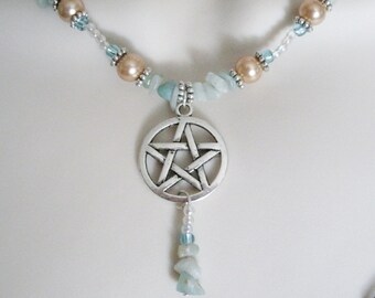 Madrugada Pentacle Necklace wiccan jewelry pagan jewelry wicca jewelry metaphysical wiccan necklace amazonite witch witchcraft magic witchy