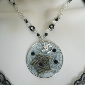 Spider Necklace, gothic jewelry goth jewelry halloween jewelry fantasy witchcraft witch halloween necklace gothic necklace spiderweb