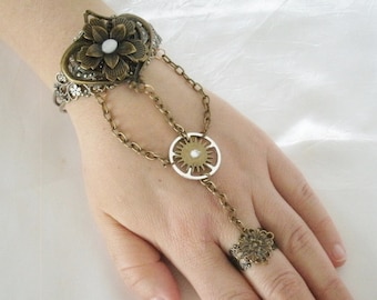 Steampunk Slave Bracelet gothic jewelry steampunk jewelry victorian jewelry steampunk bracelet goth victorian bracelet fantasy hand chain
