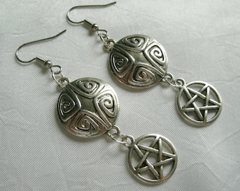 Pentacle Earrings wiccan jewelry pagan jewelry wicca jewelry celtic witch witchcraft goddess earrings pagan earrings wiccan earrings gothic