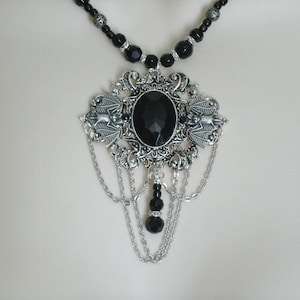 Black Bat Necklace Gothic Jewelry Bat Jewelry Vampire Queen Witch Witchcraft Necklace Goth Necklace Halloween Witchy Woman Gift For Her