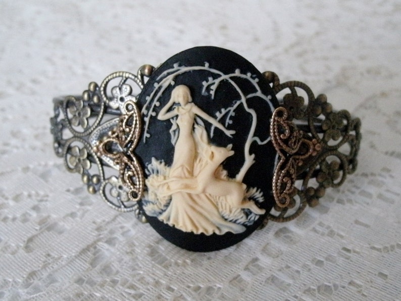 Goddess Diana Cuff Bracelet wiccan jewelry pagan jewelry wicca jewelry goddess jewelry witch witchcraft magic metaphysical pagan bracelet image 2