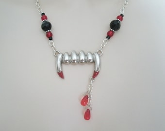 Vampire Necklace gothic jewelry vampire jewelry halloween jewelry goth fantasy witch witchcraft gothic necklace halloween necklace fangs